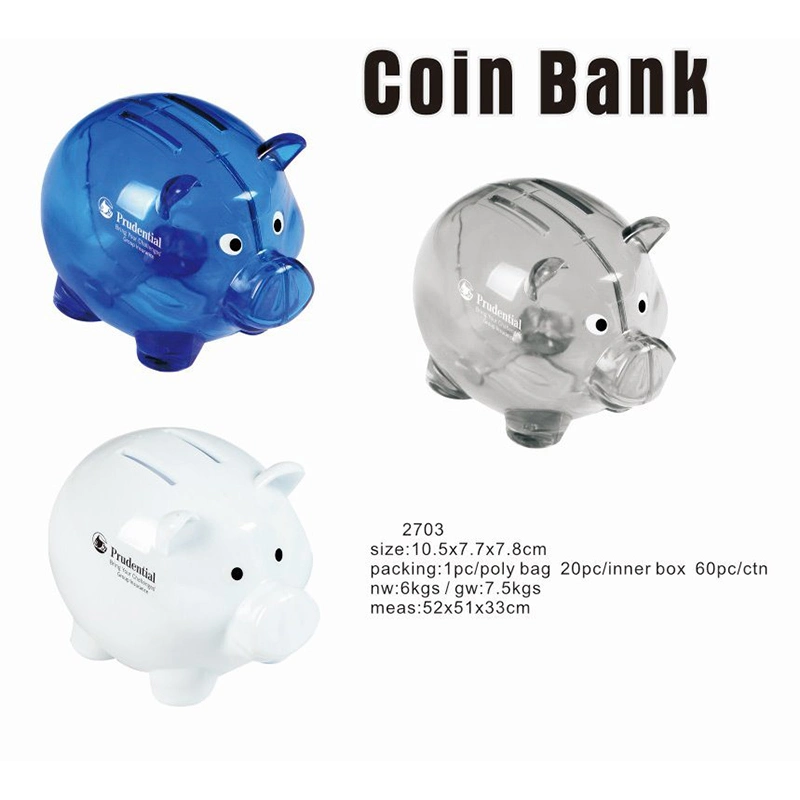 Plastic Pig Shape Coin Box, Promotional Gift Piggy Bank