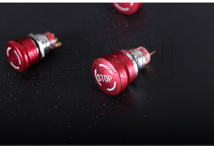 Hban 19mm Red Pin Terminal Mushroom Head Emergency Stop Button Switch