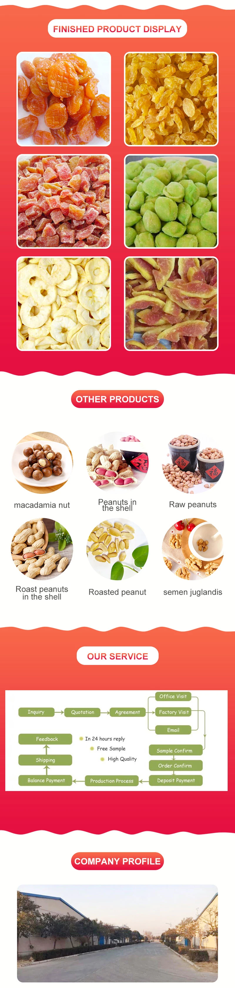 Made in China Cheap Price Dried Cherry, Dried Strawberry, Dried Peach, Dried Pear Preserved Fruit Dried