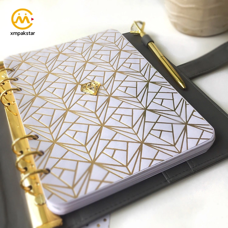 China Factory Durable Metal Spiral Binding Notebook Refillable Leather Hardcover Planner