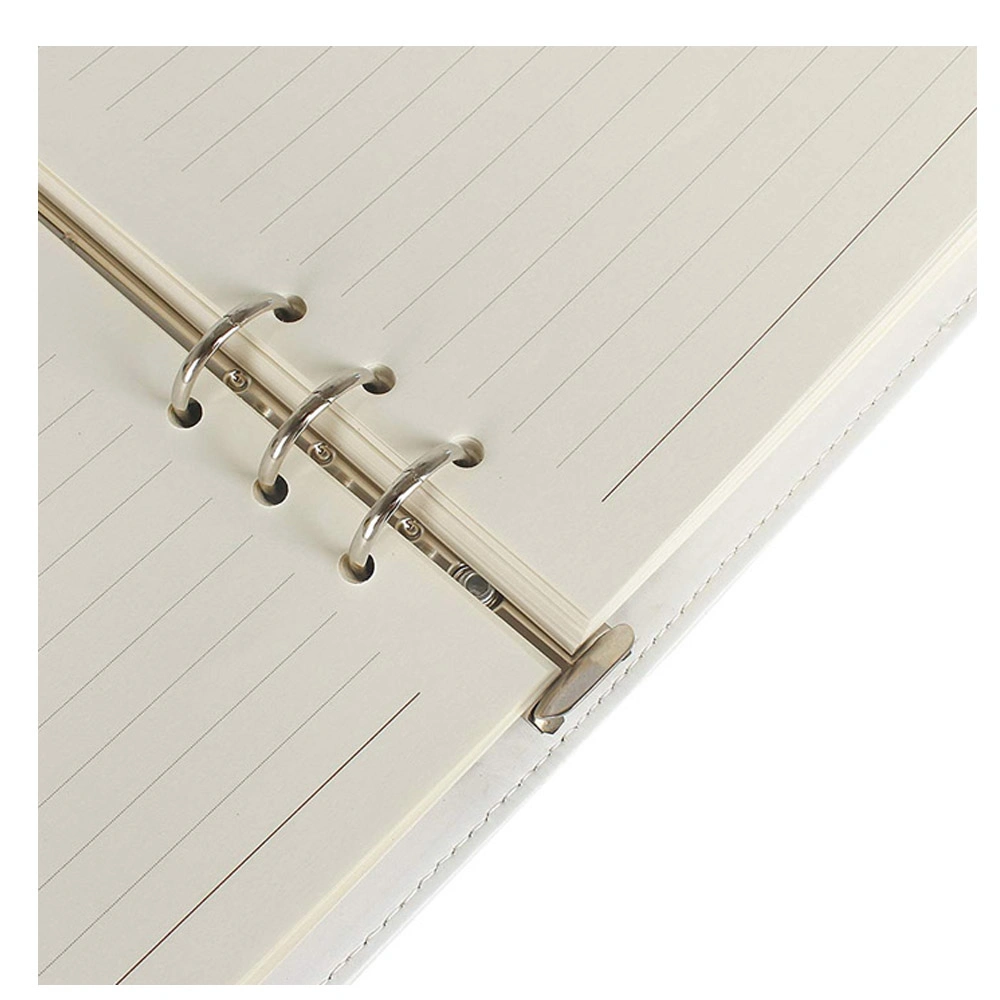 White Embossed Logo Refillable A4/A5 Leather Ring Binder Notebook