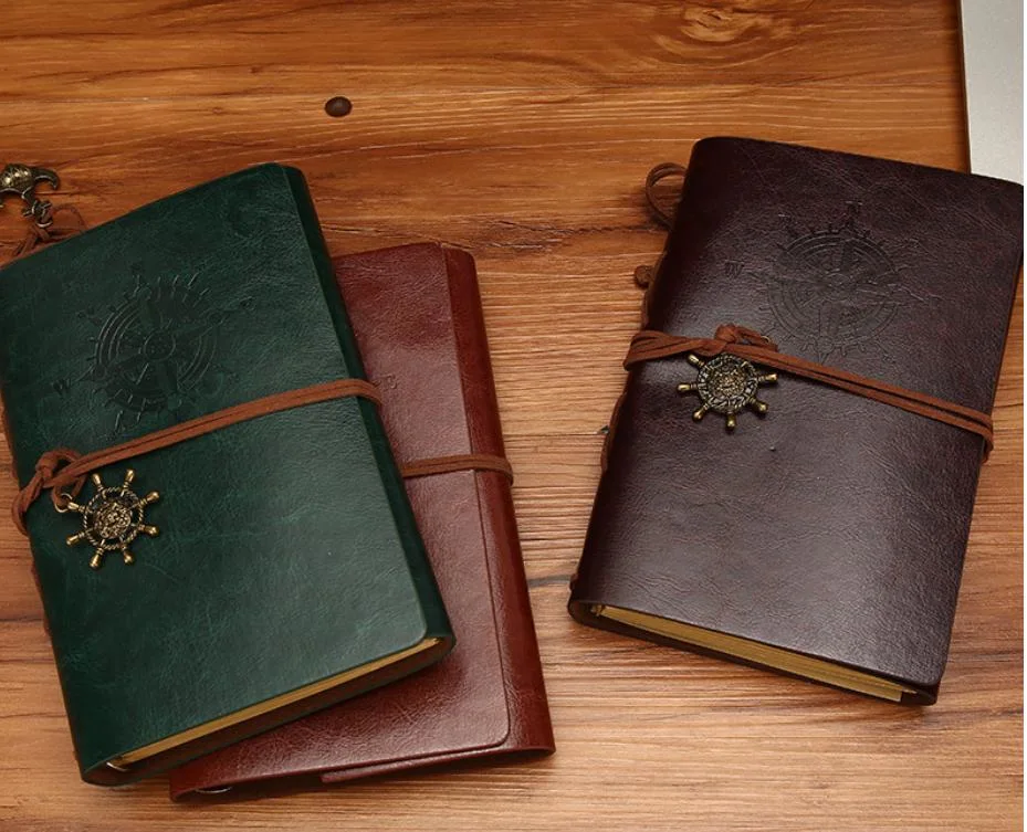 16K Retro Pirate Style Leather Loose-Leaf Travel Sketchbook Pirate Diary Notebook