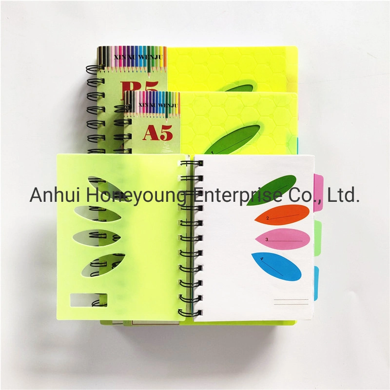 School Custom Design PP Cover Spiral Notebook with Color Dividers