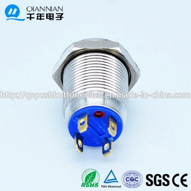 12mm Domed Head Momentary (NO) Nickel Plated Brass Push Button Switch
