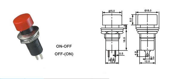 Momentary N. O. Panel Mount Push Button Switch