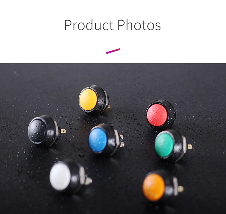12mm Domed Colorful Aluminum 1no Nylon Push Button Momentary Pin Terminal Switch