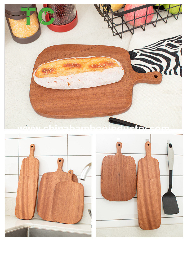 Wholesale Beech Wood Breadboard with Handle Cheese Board Cutting Board Baking Tool