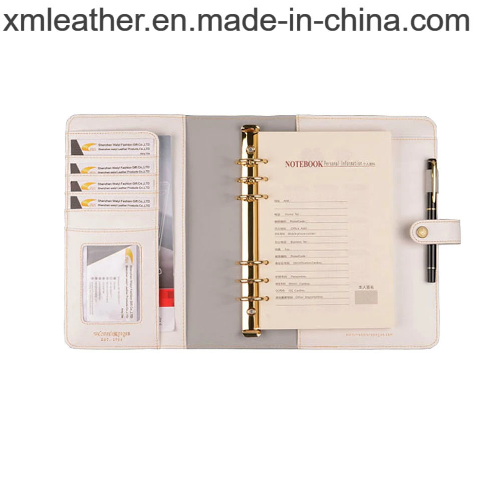 Designer 6 Ring Custom Notebook Cute A5 Loose Leaf PU Folder Polished Binder