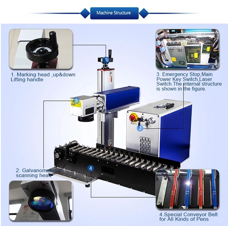 Automatic Running Belt Conveyor 20W 30W Raycus Fiber Laser Marking Machine Printing Machine