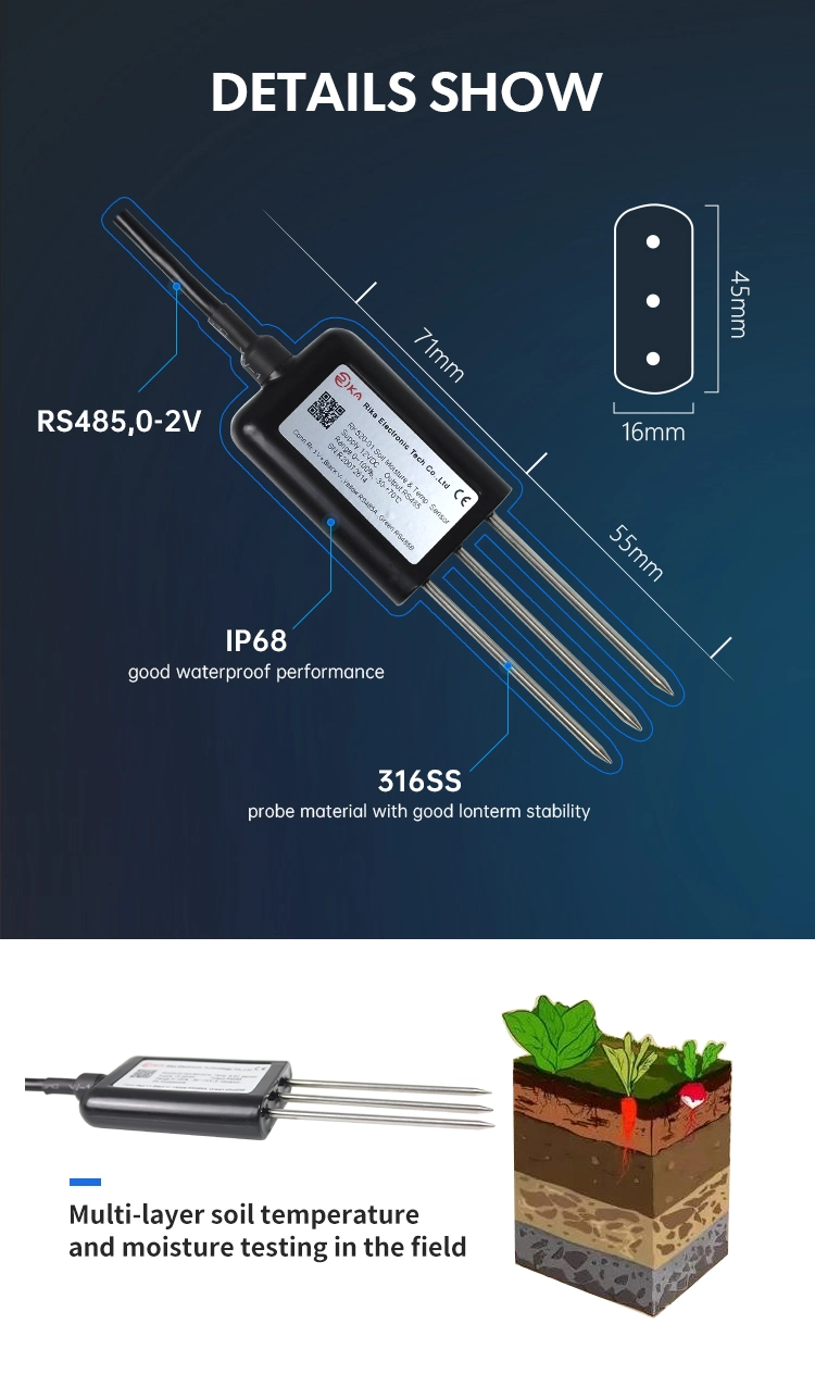 Rk520-01 Low Price Fdr Soil Temperature and Humidity Detection Sensor