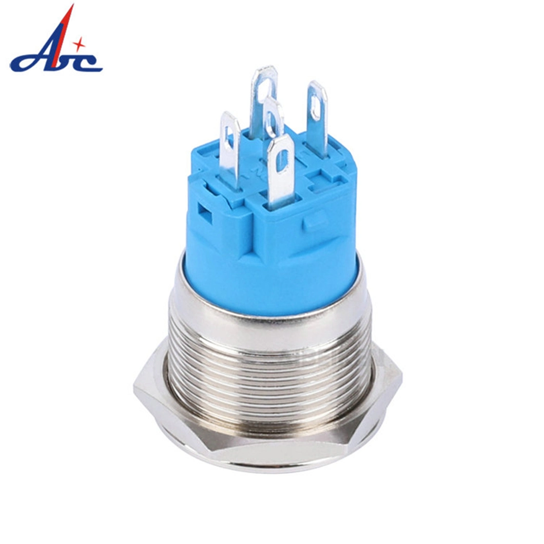 19mm Momentary LED Waterproof 5 Pin Push Button Switch with Power Logo