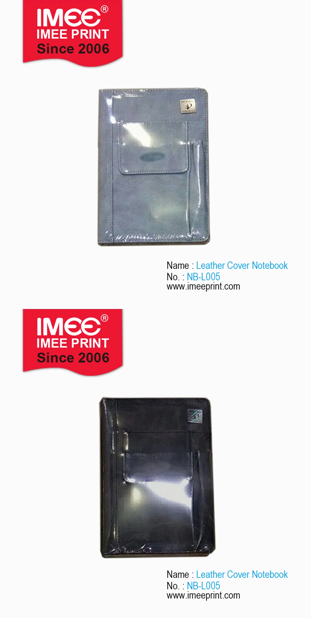 Imee Printing Custom Dairy Cheap PU Cover Leather Cover Notebook with Pocket