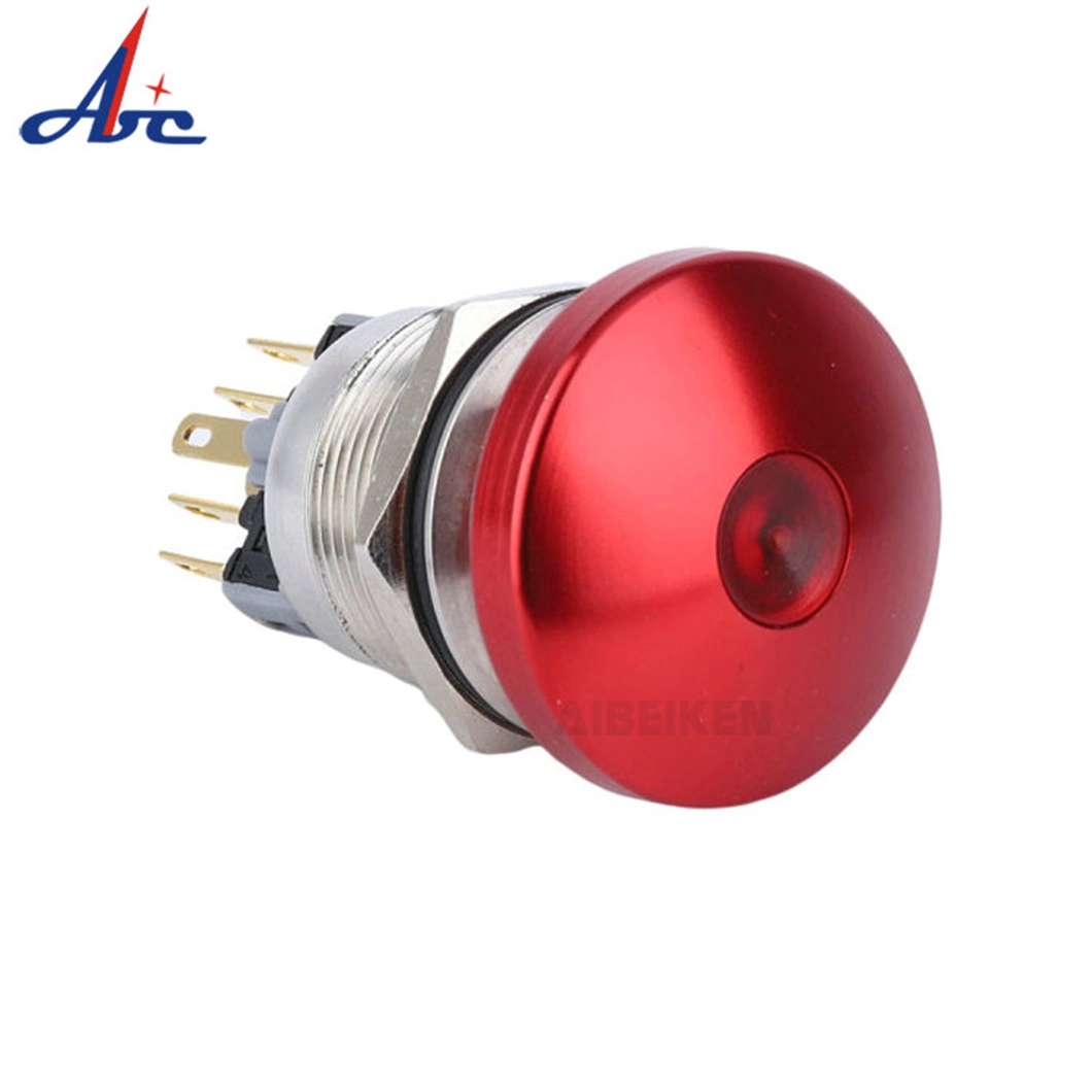 Red Color 12V Illuminated Latching Mushroom Push Button Switch