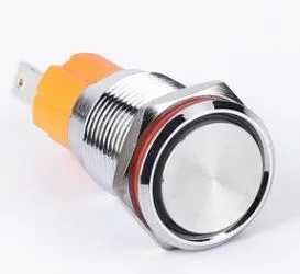 Fbms1910 19mm No-Lamp Self-Locking Metal Button Waterproof Button Flat Switch