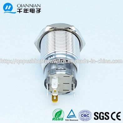 Qn19-S1 19mm Momentary|Latching Flat Head Transparency Based 4pin Ring LED Push Button Switch