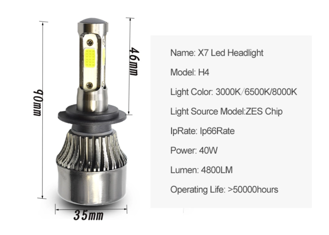 LED Head Light Fan Cooling X7 H11 H7 H4 Car LED Headlights