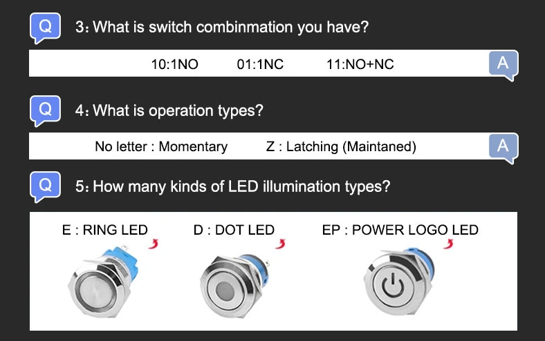 Pushbutton LED Stainless Steel Illuminated Switchmetal Push Button Switch Power Symbol 12V 24V 110V 220V