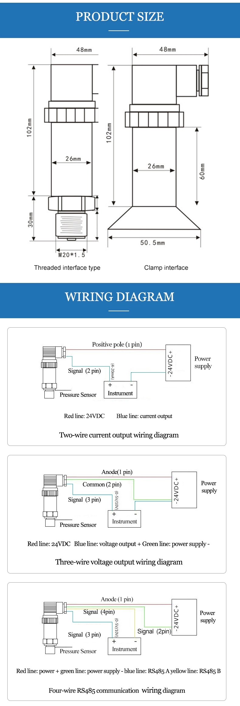 Capacitance 0-5V Fuel Analog Temperature Level Sensor Different Pressure Level Transducer