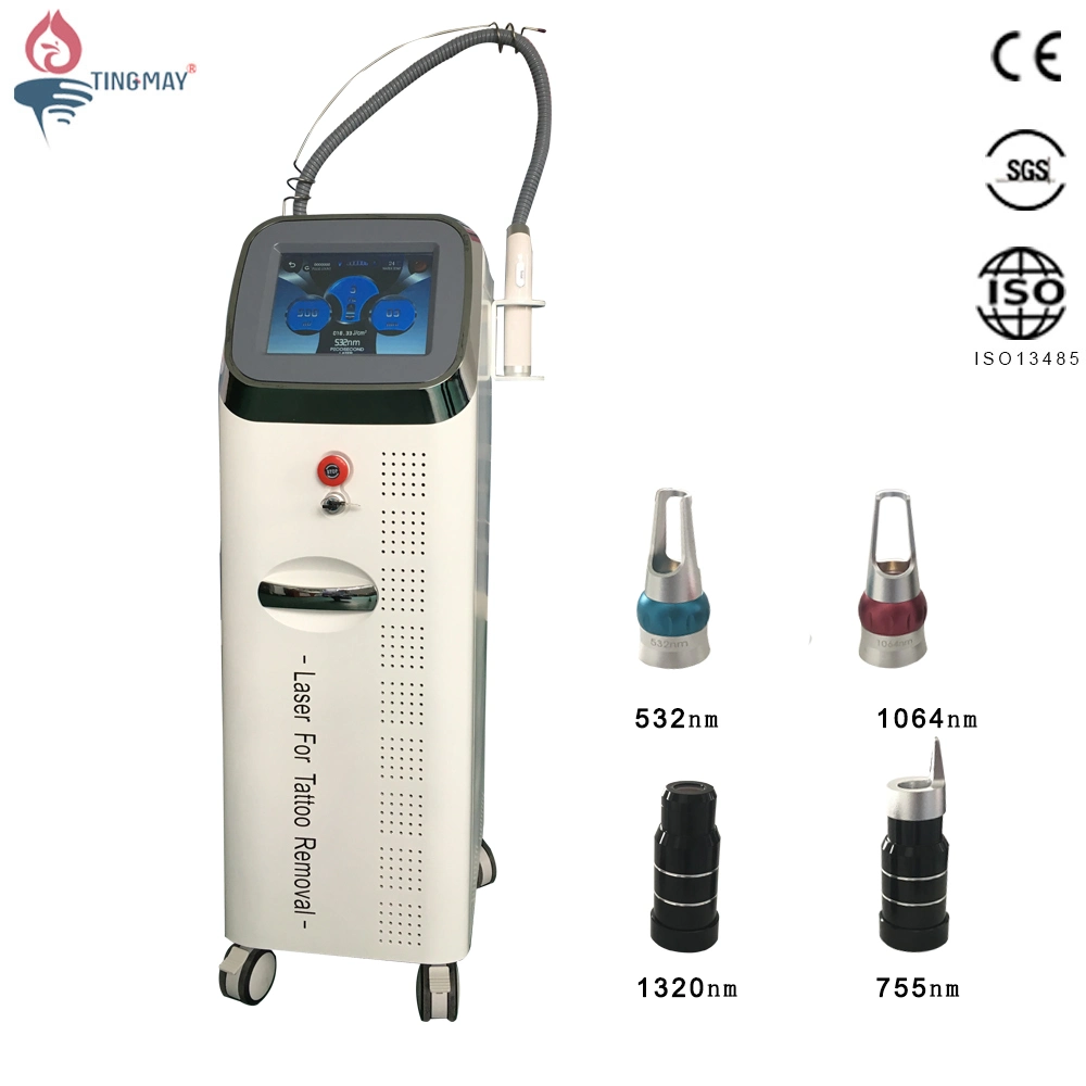 Professional Vertical ND YAG Pico Laser Tattoo Removal Equipment / 755nm Spot Removal Laser System Machine