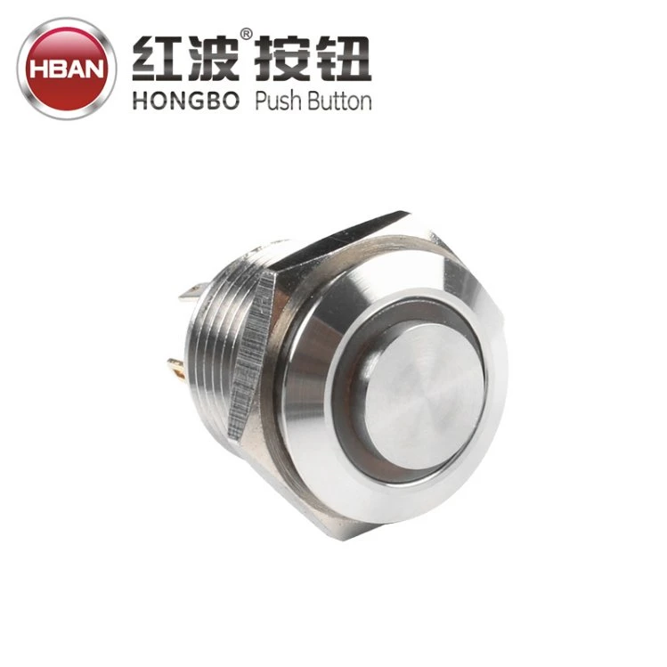 16mm High Round Momentary Brass Metal Push Button Switch LED Ring Light