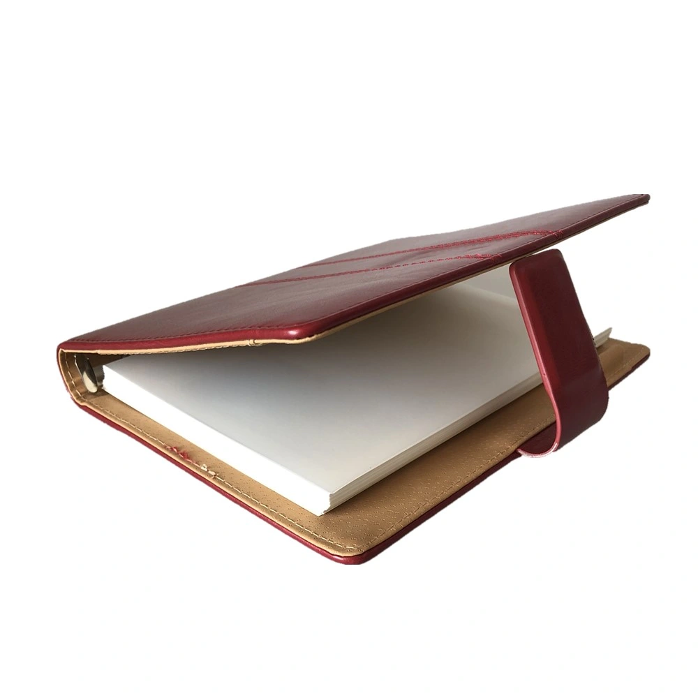 Red Leather Refillable Journal 6 Ring Binder PU Notebook