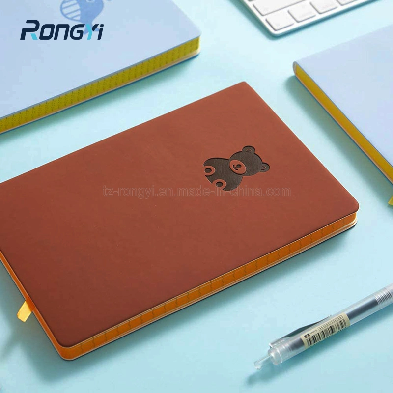 Soft Brown PU Cover Notebook with Logo Debossing
