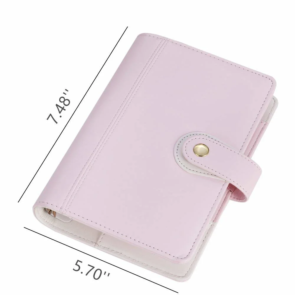 A5 Diary Planner Business Pink Loose Leaf PU Leather Notebook Cover