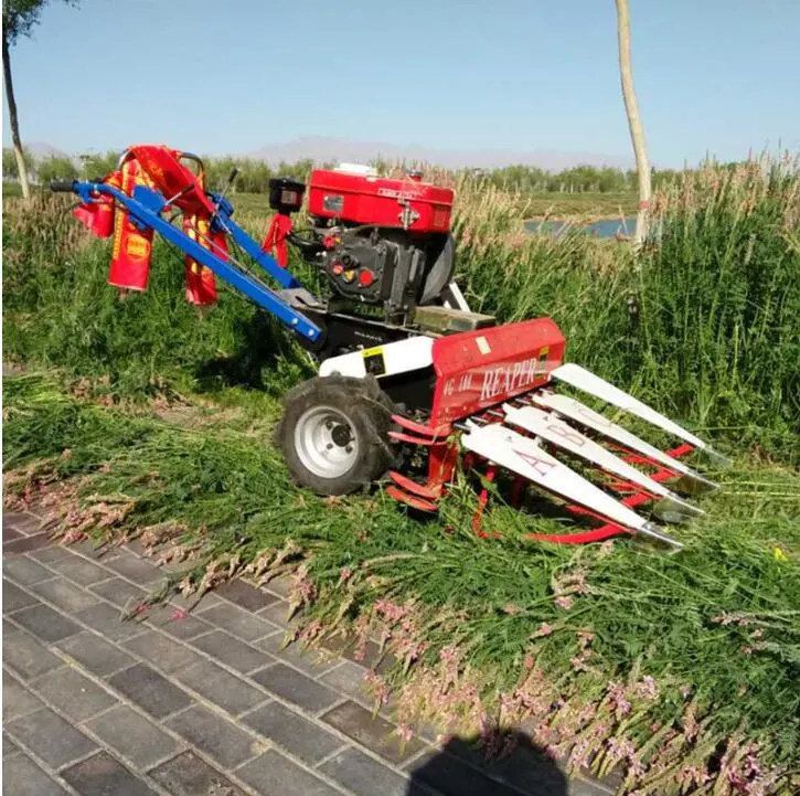 Hand Power Tiller Harvester Small Mini Rice and Wheat Paddy Cutting Harvester Machine