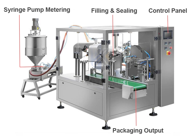 Doypack Standing up Bag/Pouch Filling Machine Mushroom Sauce Doypack Pouch Liquid Milk Filling Machine