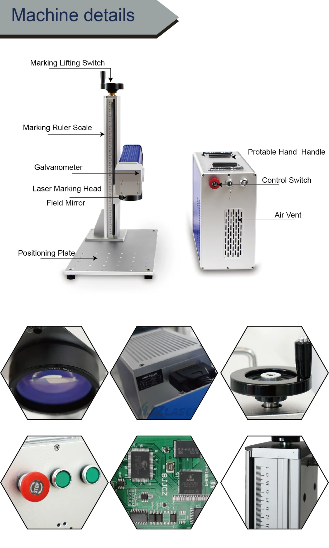 200*200 Scale Metal Marking 30W Mopa Fiber Laser Marking Machine