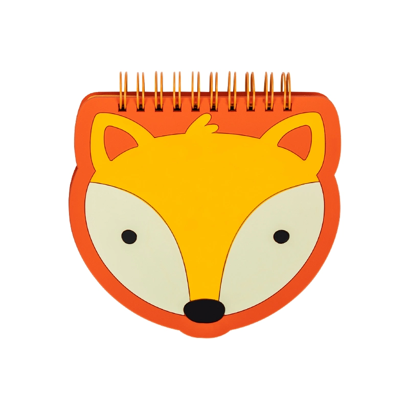 Fox Shape Design Notebook Top Open Spiral Notepad PVC Cover for Kids Gift