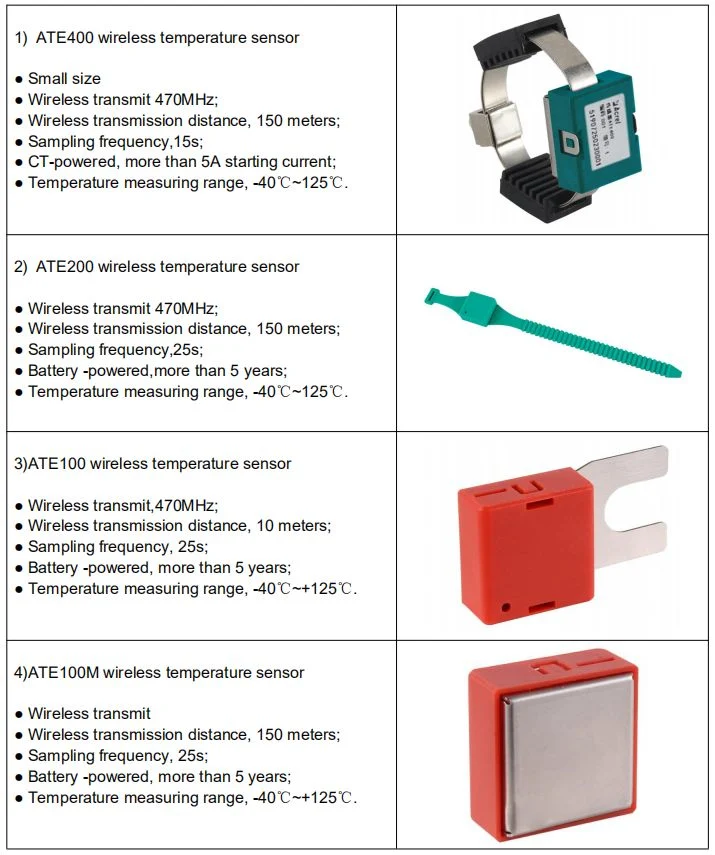 Ate100 Ate200 Ate400 Ate100m Switchgear Cable Joint Remote Temperature Monitoring Controller/Electrical Wireless Temperature Sensor/Online Temperature Sensor