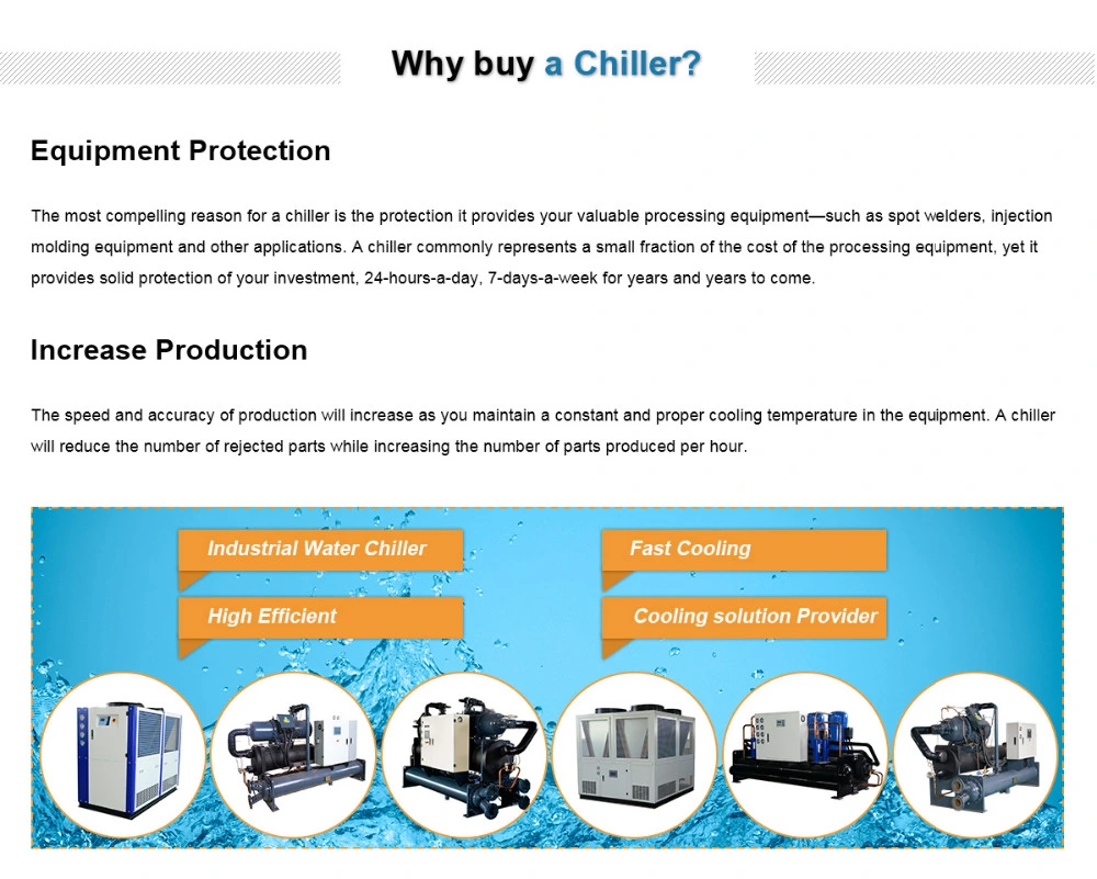 Air Cooled Screw Type Industrial Water Chiller with 4 Air Fans Hot Sale