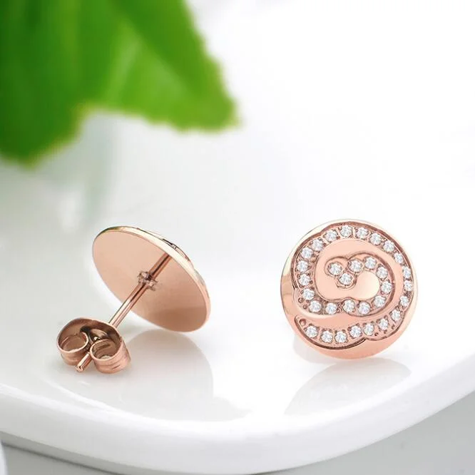 18K Rose Gold Stainless Steel Jewelry Flower Fashion Earrings