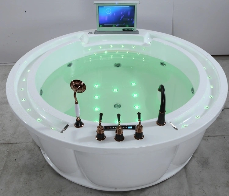 Channing Luxury 2 Person Hot Tub Jacuzzi Bath Freestanding Round Whirlpool Massage Tub (QT-239)