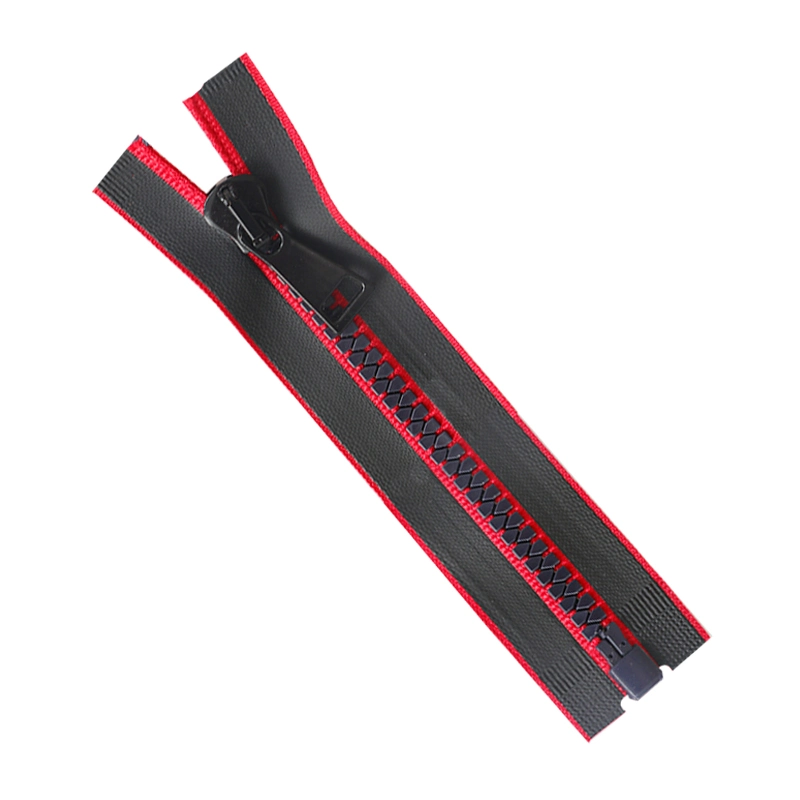 #10 Plastic Open End Waterproof Red Tape Black Teeth Zipper for Fashion Clothes
