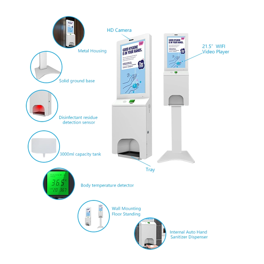 Original Factory Floor Stand Portable Hand Wash Station Stand Alone/ WiFi Sanitizer Dispenser Digital Signage