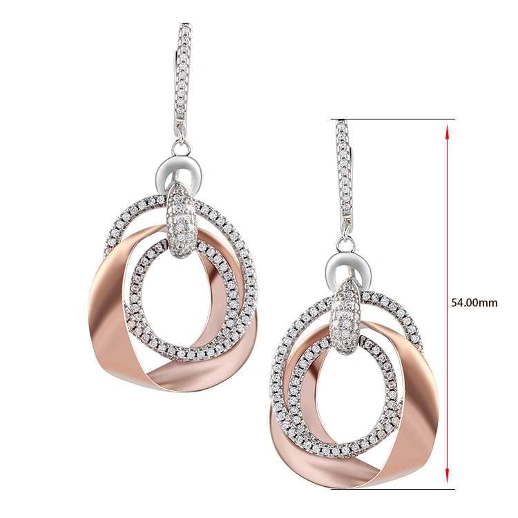Fashion 925 Sterling Silver Rose Gold Earrings