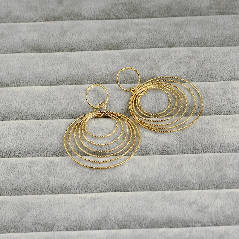 Vintage Ethnic Multi-Layered Circle Shape Rattan Dangle Hook Earrings