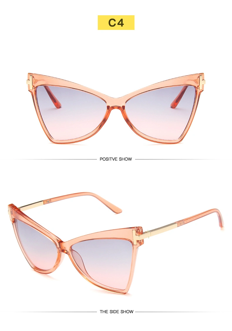 2020 New Fashion Sunglasses Triangle Cat Eye Women with Large Frame Gradient Sunglasses Leopard Print Wholesale
