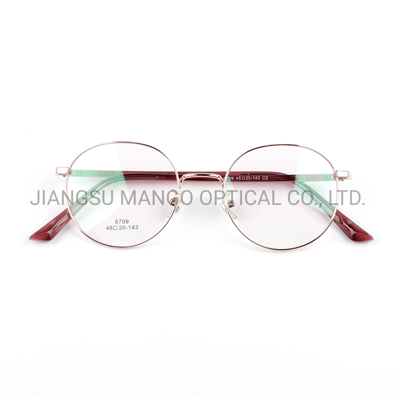 Metal Frame Core Pink Temples Youth Ladies Circle Optical Eyewear Glasses