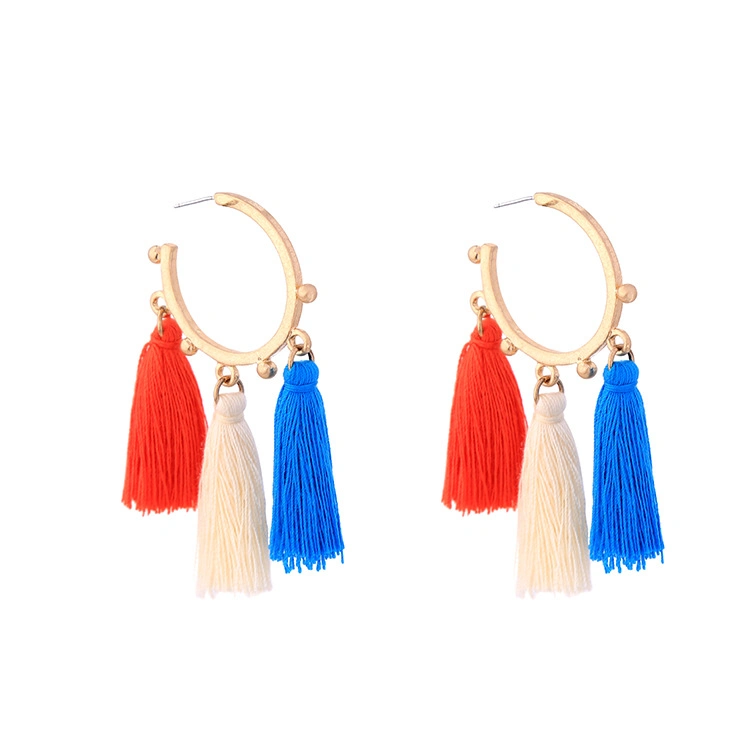 Women's Fashion Jewelry Rainbow Tassel Personality Dangle Huggie Earrings