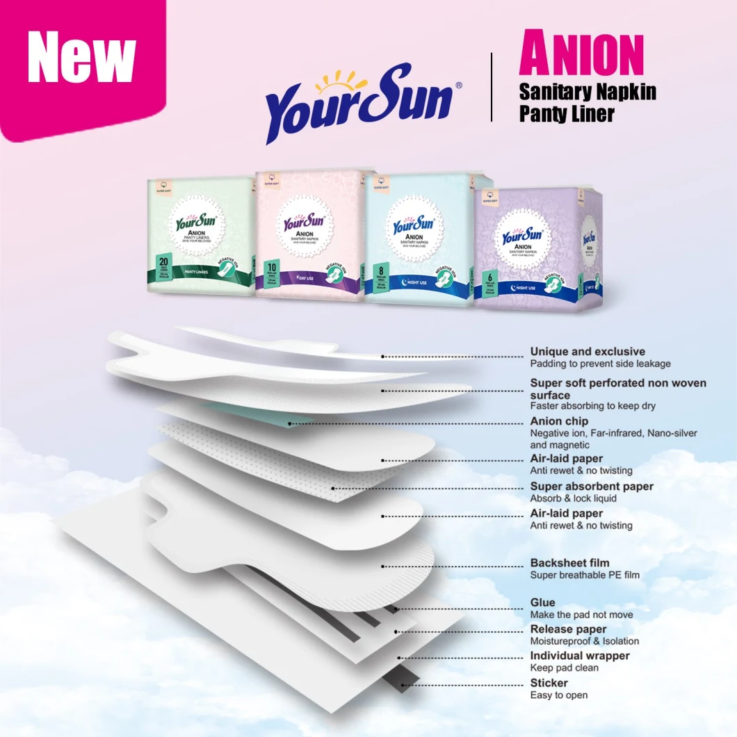 Disposable Sanitary Feminine Pads with Master Carton and Anion Cotton Feminine Hygiene