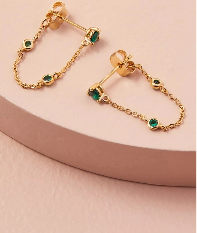 Fashion Personality Gemstone Chain Earrings Jewelry