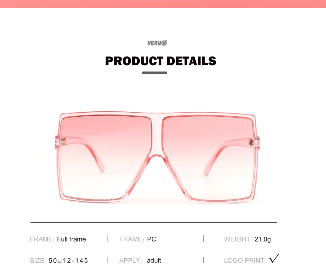 Kenbo Eyewear Hot Selling Oversize Square Frame Fashion Sunglasses for Women Men 2020