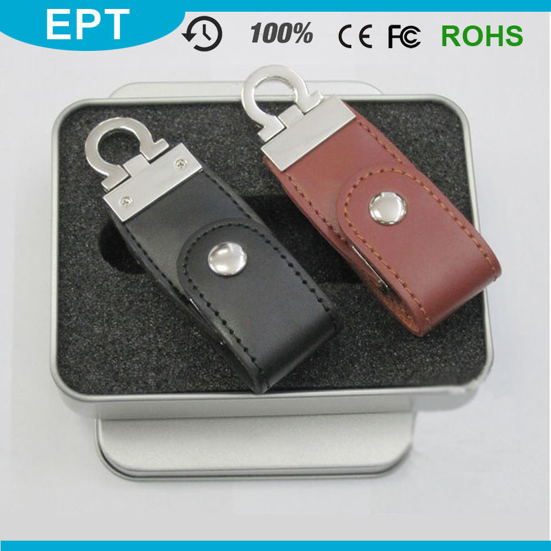 keychain Leather Custom Emboss Logo USB Flash Drive (TL003)
