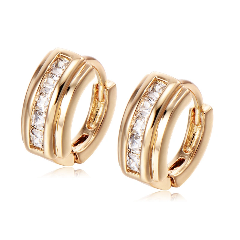 fashion Jewelry for Women's Luxury Gold Hoop Plated Zirconia Huggie Earrings