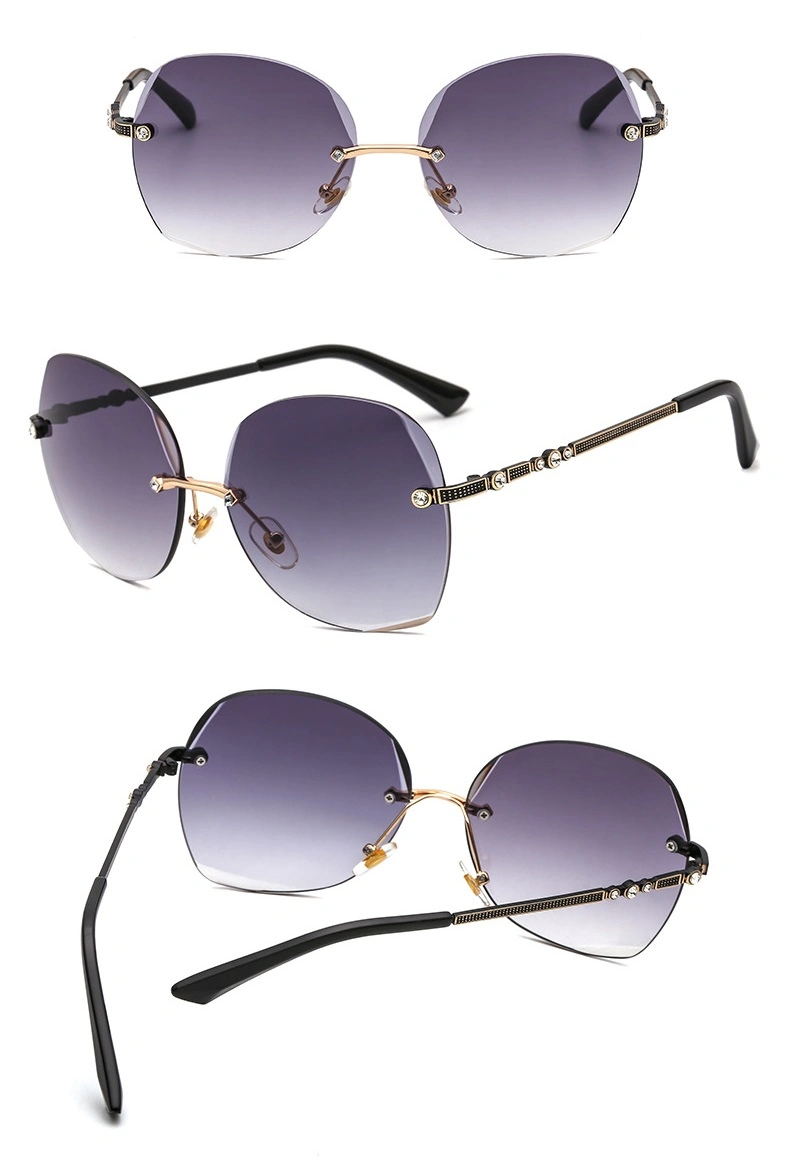 2020 New Arrivals Custom Logo Rimless Luxury Diamonds Sunglasses