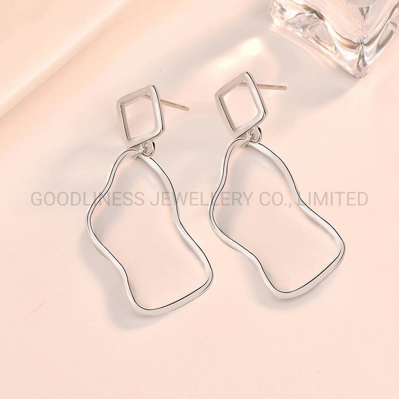 925 Silver Irregular Geometric Earrings Ins Twisted Streamline Earrings
