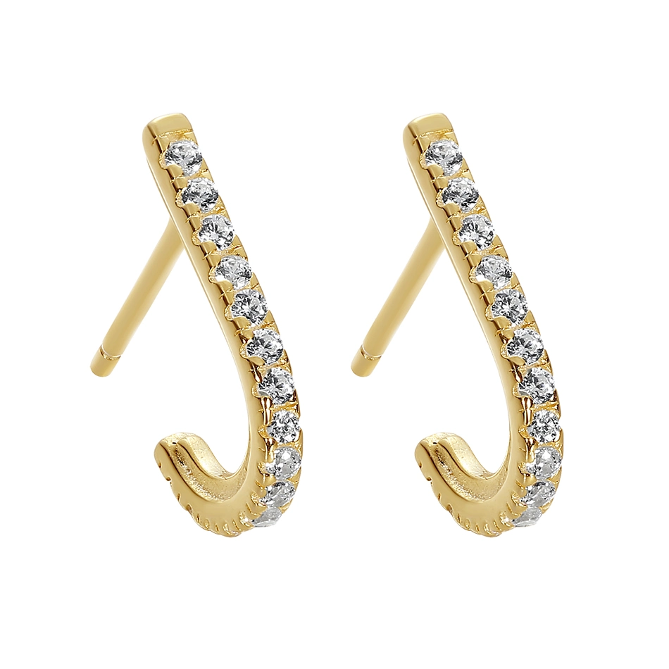 New Arrival 925 Sterling Silver Jewelry 18K Gold Plated Cubic Zircon Hook Hoop Earrings